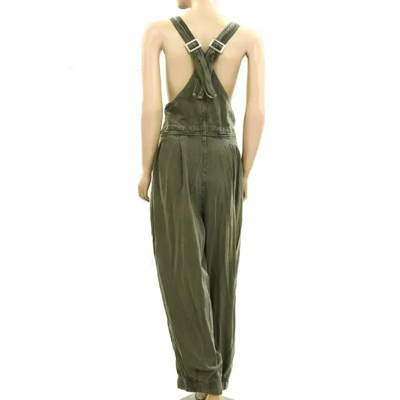 Free People Felix Tapered Green Overalls Super Cute Worn Once Great Condition Xl - Picture 10 of 11
